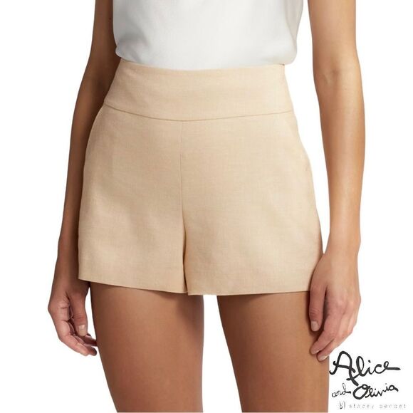 Alice + Olivia **NWT** Donald High Waisted Linen High Waisted Short in Natural - Picture 3 of 12